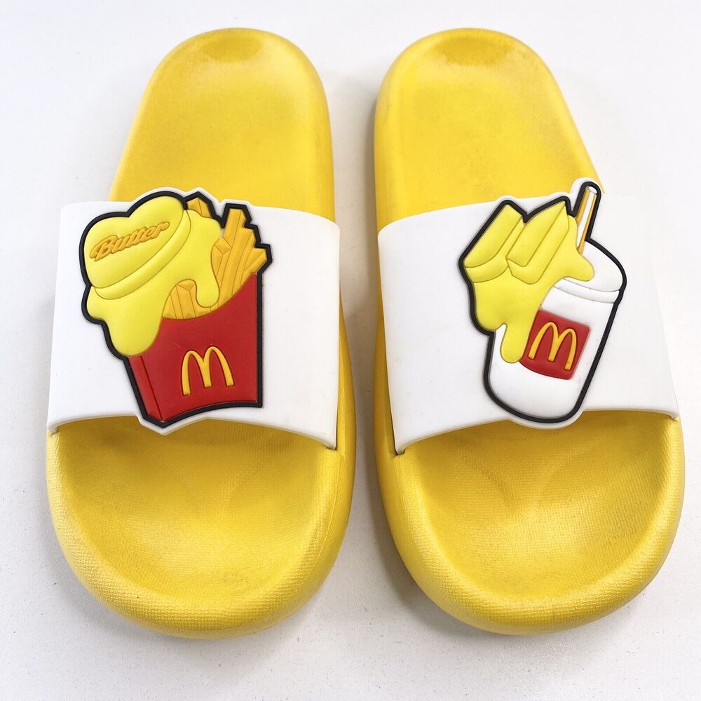 Bts x Mcdonalds Slide Women’s 9.5 Melting Butter Sandals Yellow White Red Mcd’s